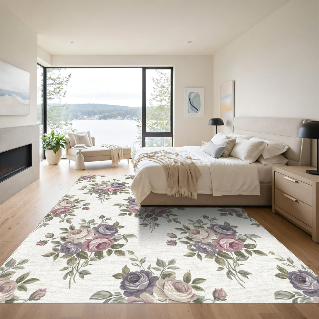 Vintage Rose Garland Floral Arrangement Rug