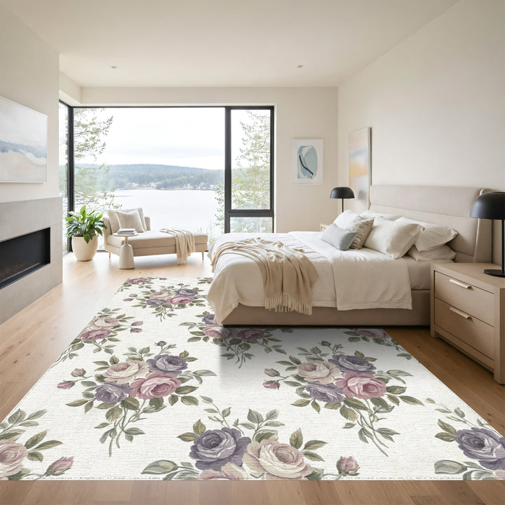 Vintage Rose Garland Floral Arrangement Rug