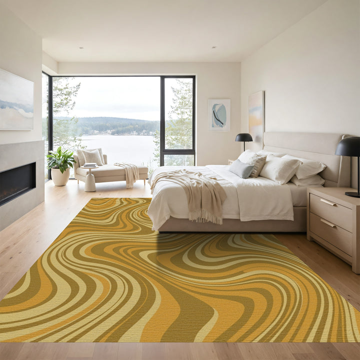 Warm Earthy Wavy Swirl Rug