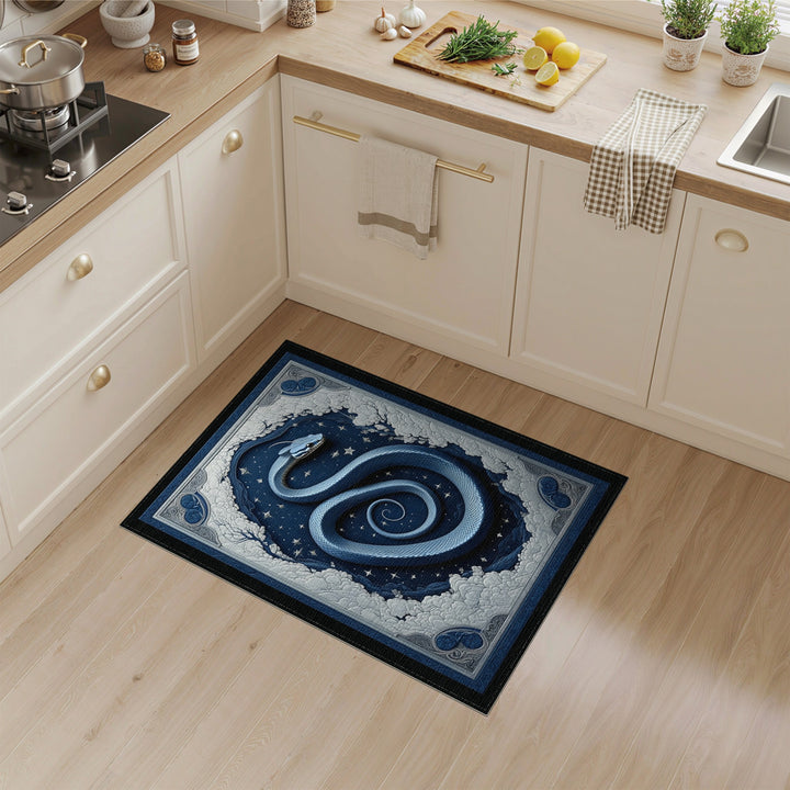 Blue Celestial Snake Coiled Area Rug