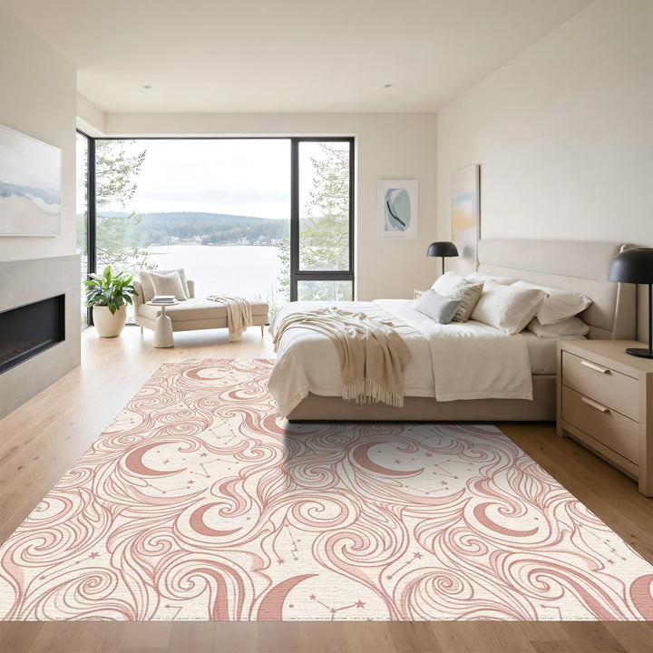 Rose Celestial Swirl Moon Constellation Rug