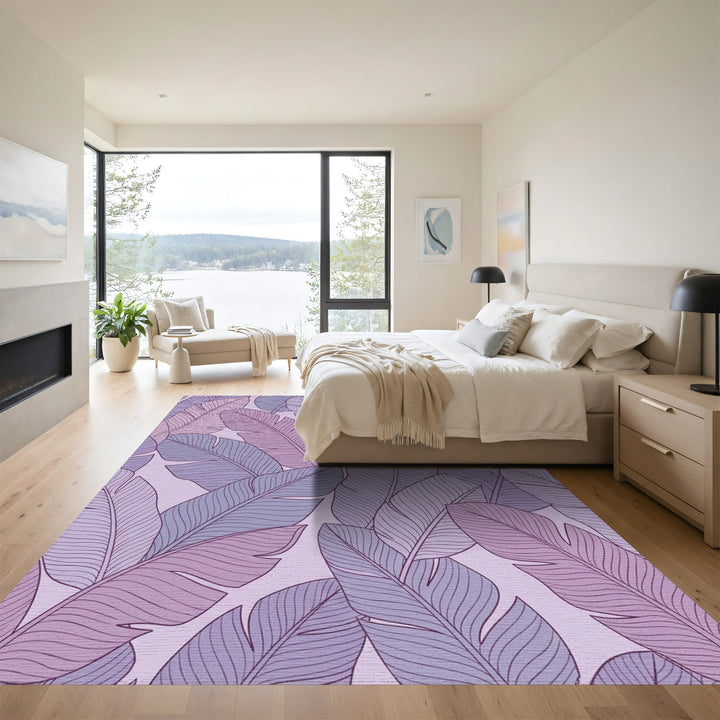 Soft Purple Feather Collage Rug
