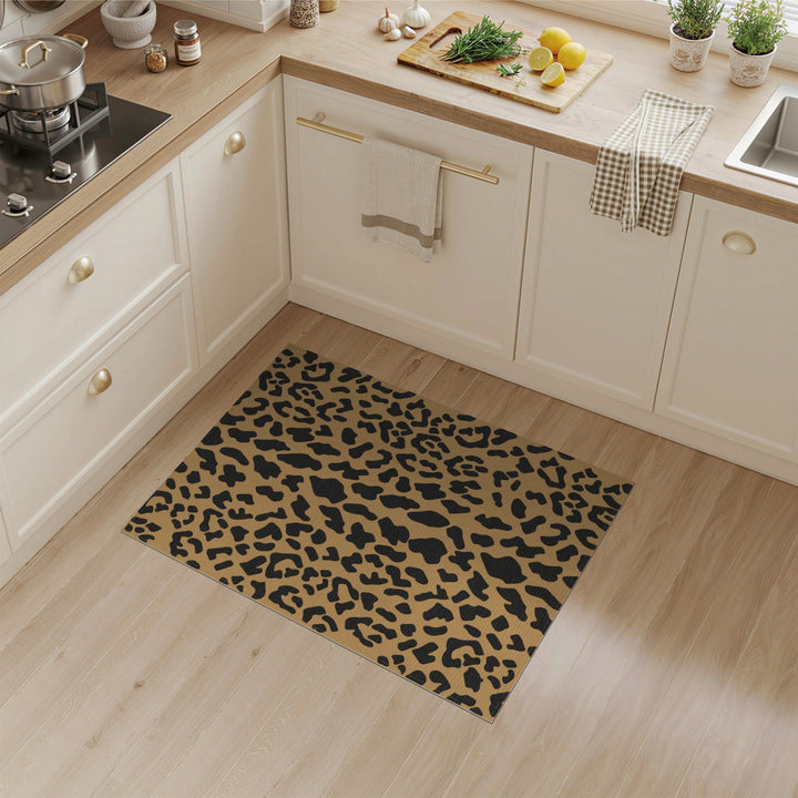 Brown and Tan Brown Leopard Print Washable Area Rug