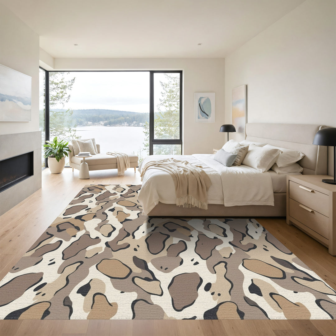 Desert Camouflage Abstract Shapes Rug