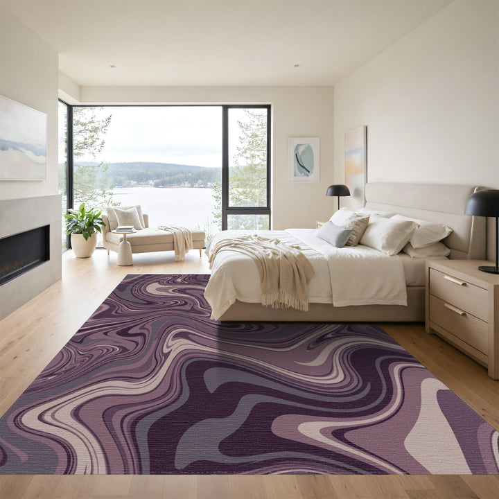 Amethyst Swirl Marble Abstract Rug