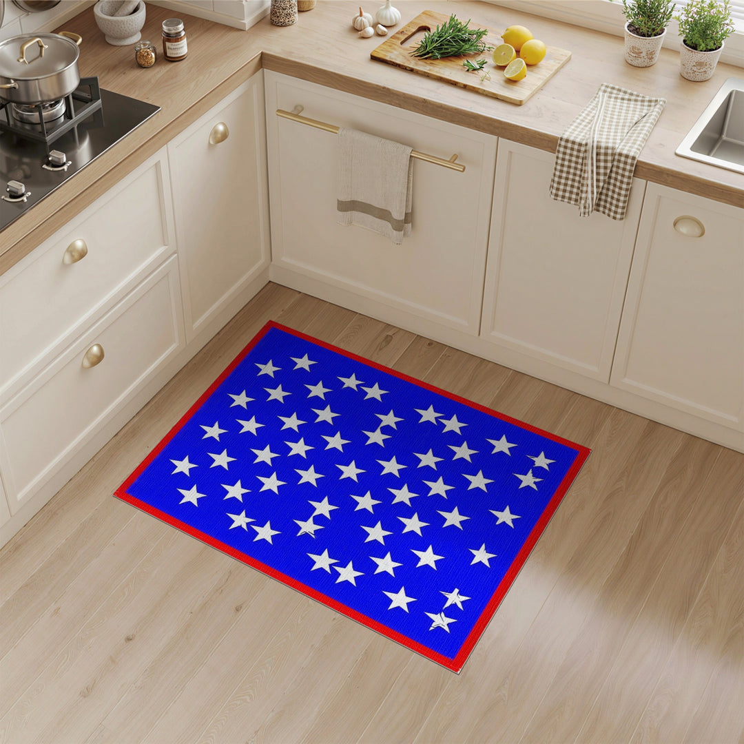 Blue Stars Area Rug with Red Border