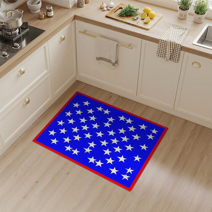 Blue Stars Area Rug with Red Border