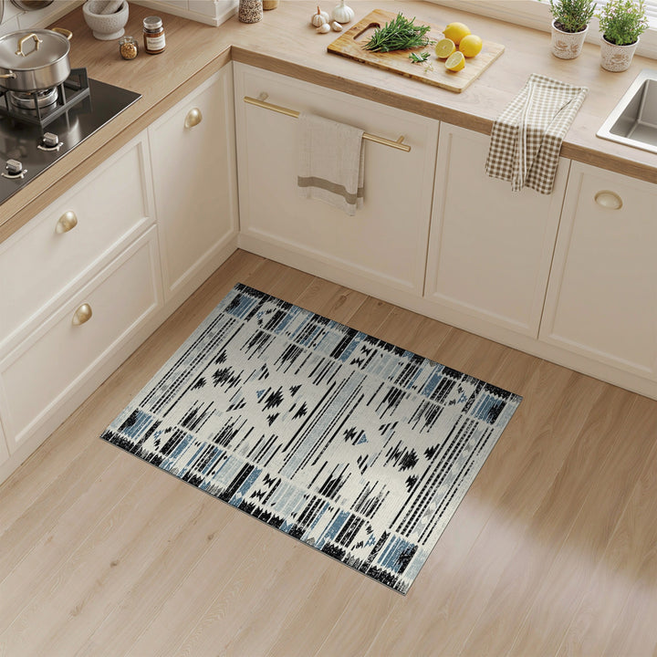 Heritage Tribal Blue Geometric Tribal Area Rug