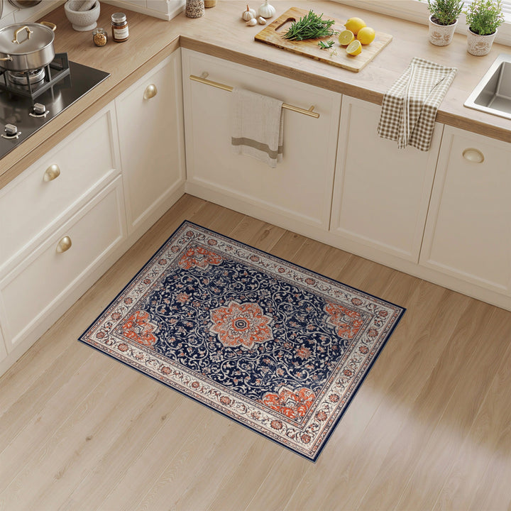 Medallion Navy Blue Traditional Persian Medallion Area Rug