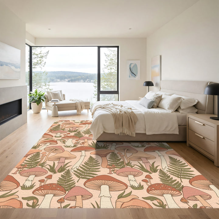 Groovy Mushroom Fern Garden Rug