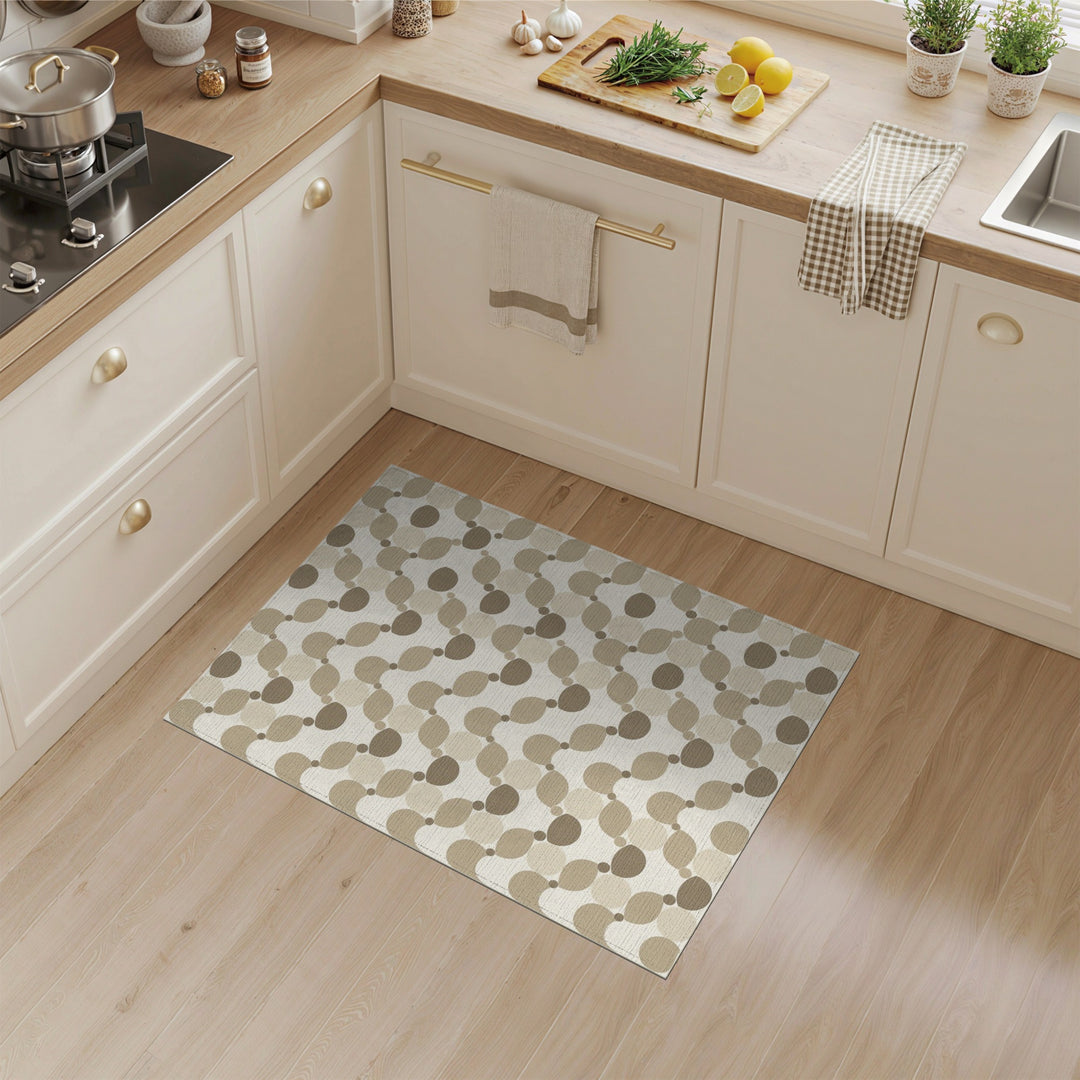 Beige and Neutral Beige Geometric Circle Area Rug