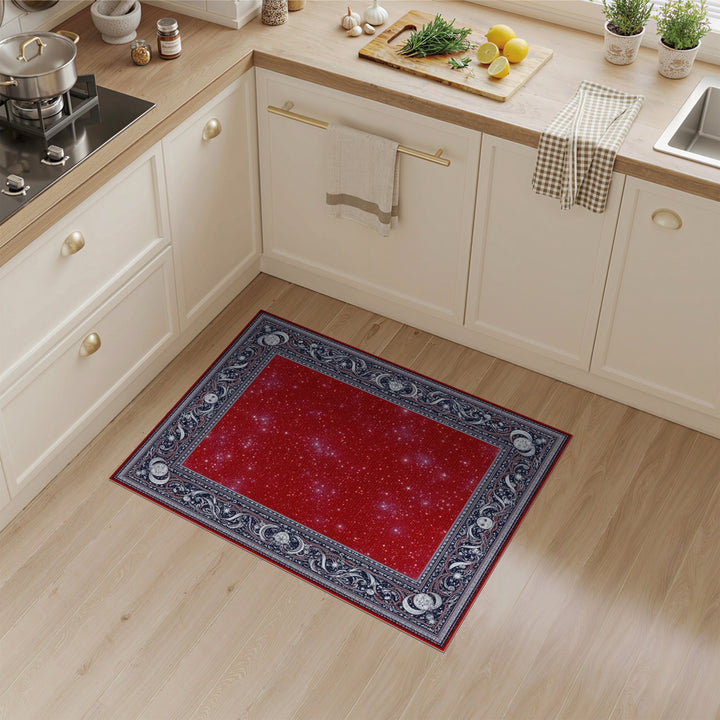 Red Starry Celestial Area Rug