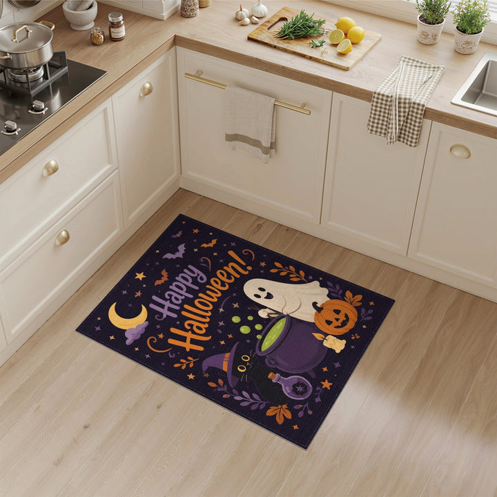 Happy Halloween Ghost Cat Area Rug
