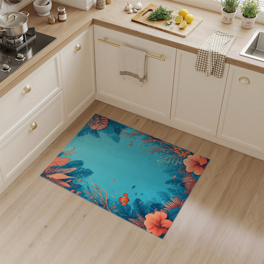 Tropical Reef Fish Washable Area Rug