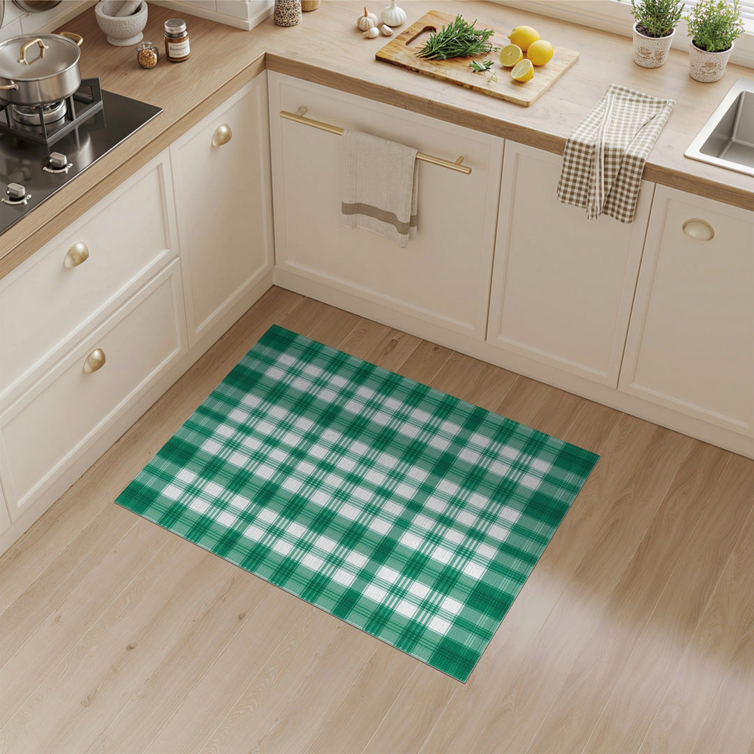 Green Plaid Green Plaid Checkered Area Rug