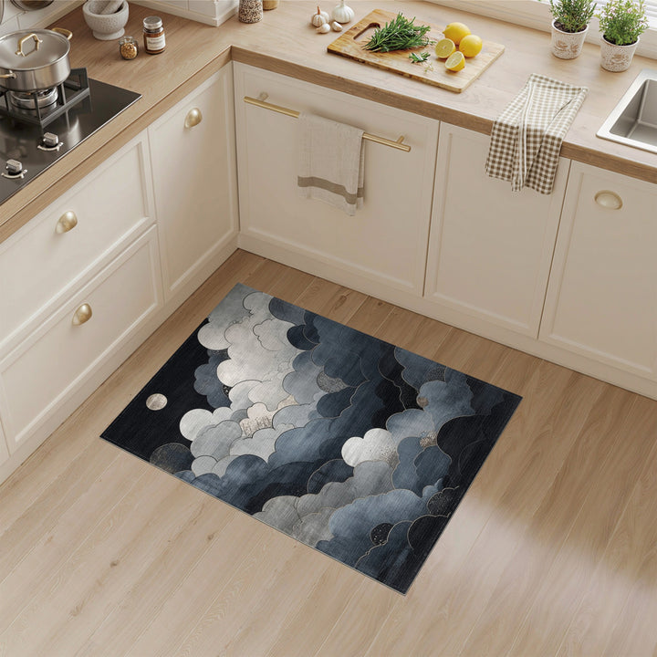 Moonlit Cloudscape Abstract Area Rug