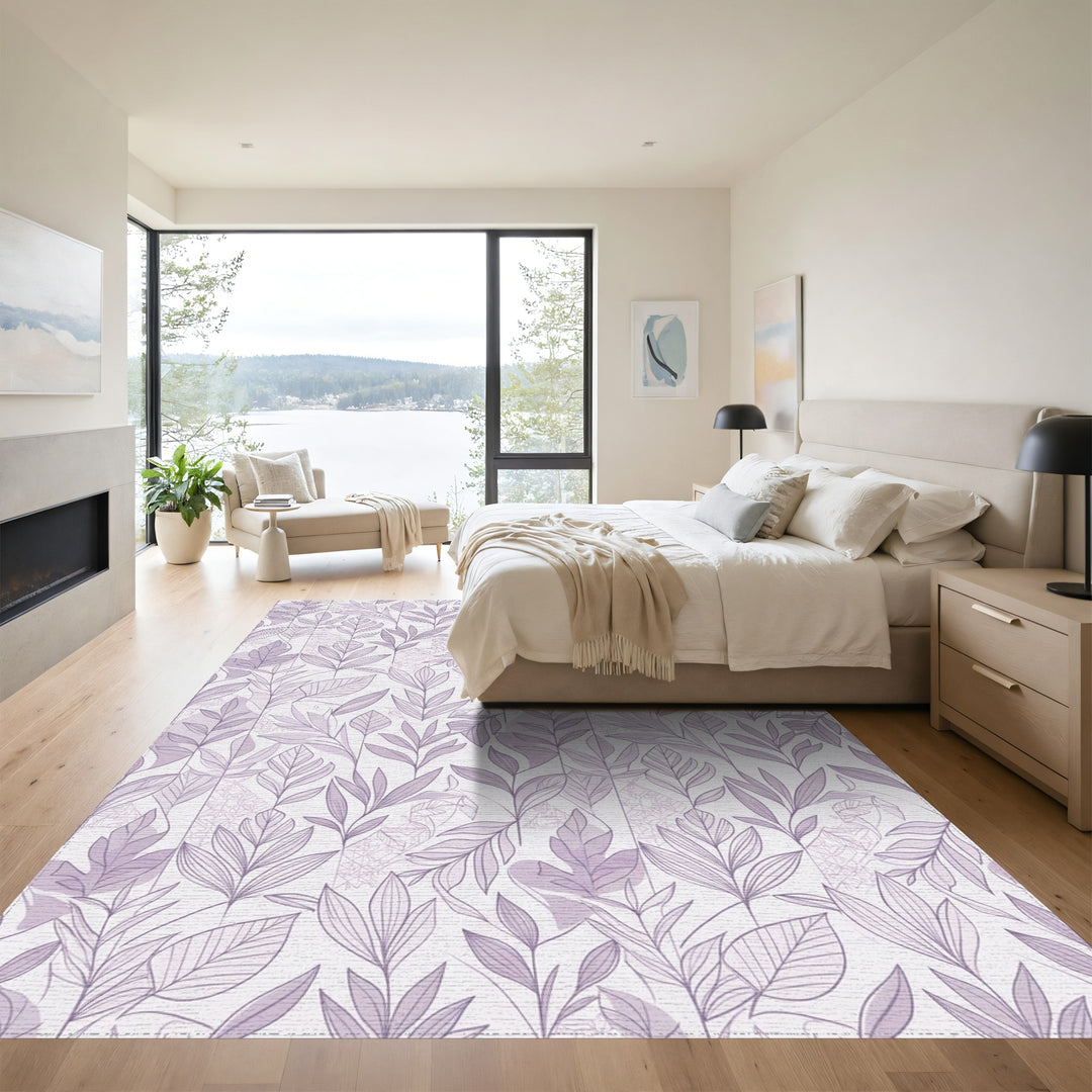 Lavender Botanical Abstract Layered Rug