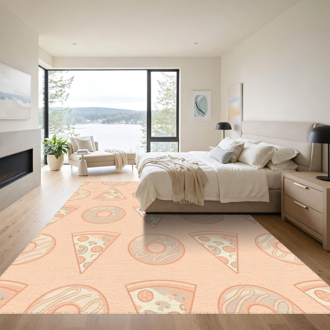 Peach Pizza Donut Repeat Rug