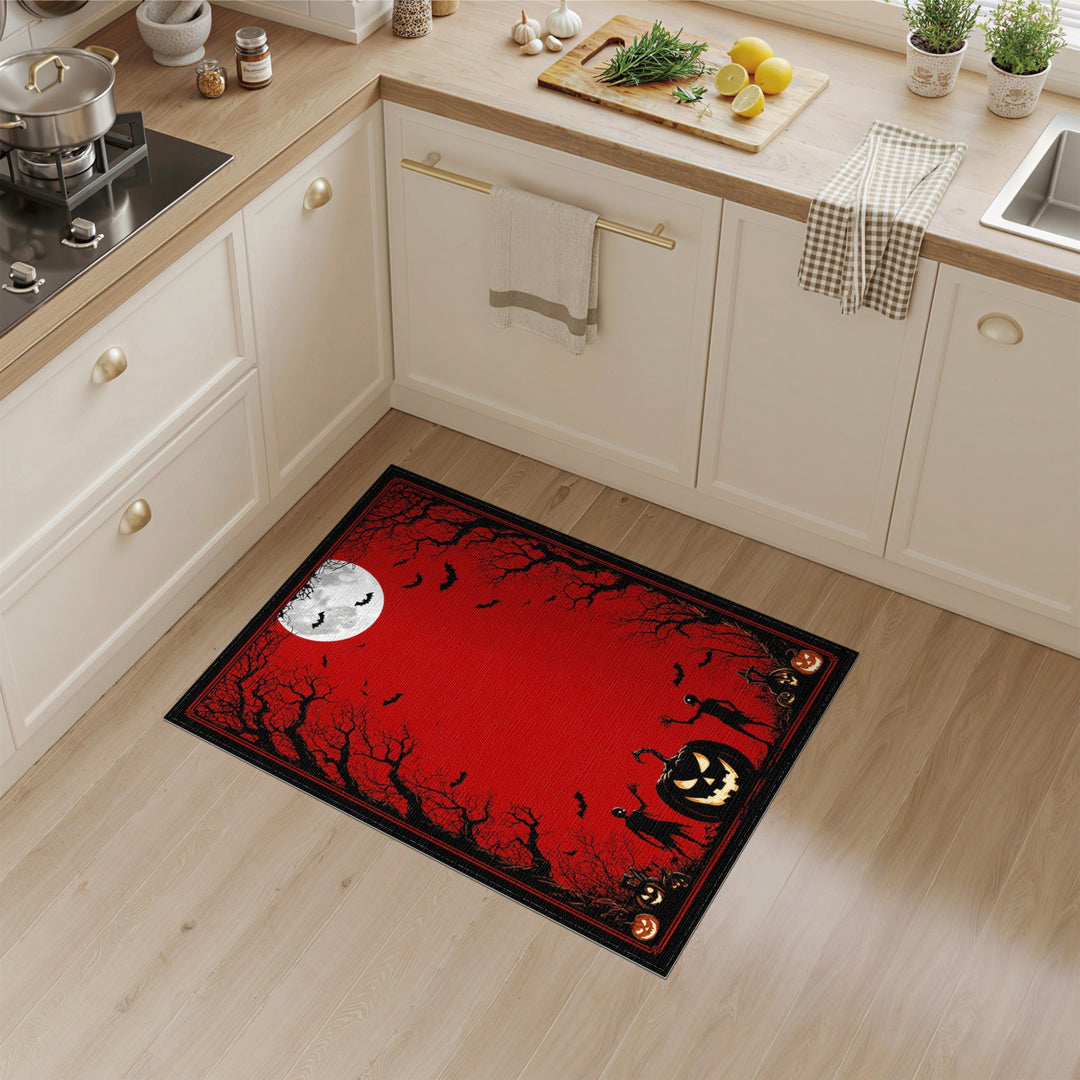 Red Halloween Moon Area Rug