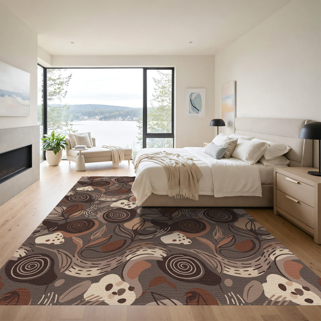 Warm Earthy Tone Organic Swirl Rug