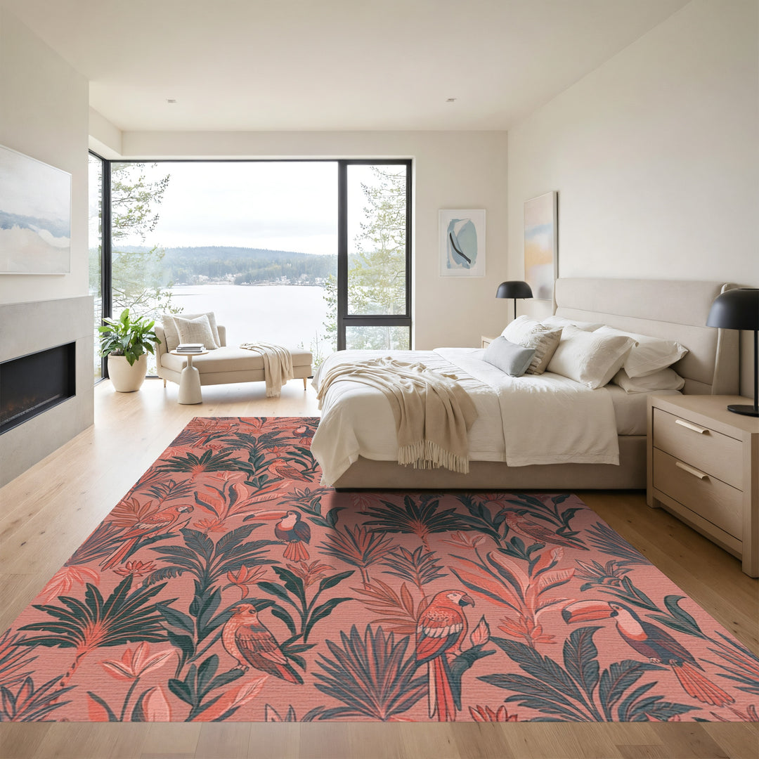 Tropical Birds and Lush Foliage Rug