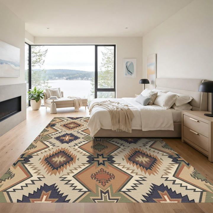 Earthy Diamond Star Geometric Rug