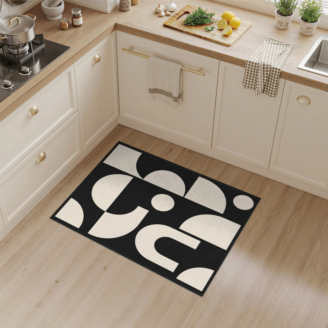 Bold Geometric Black White Area Rug