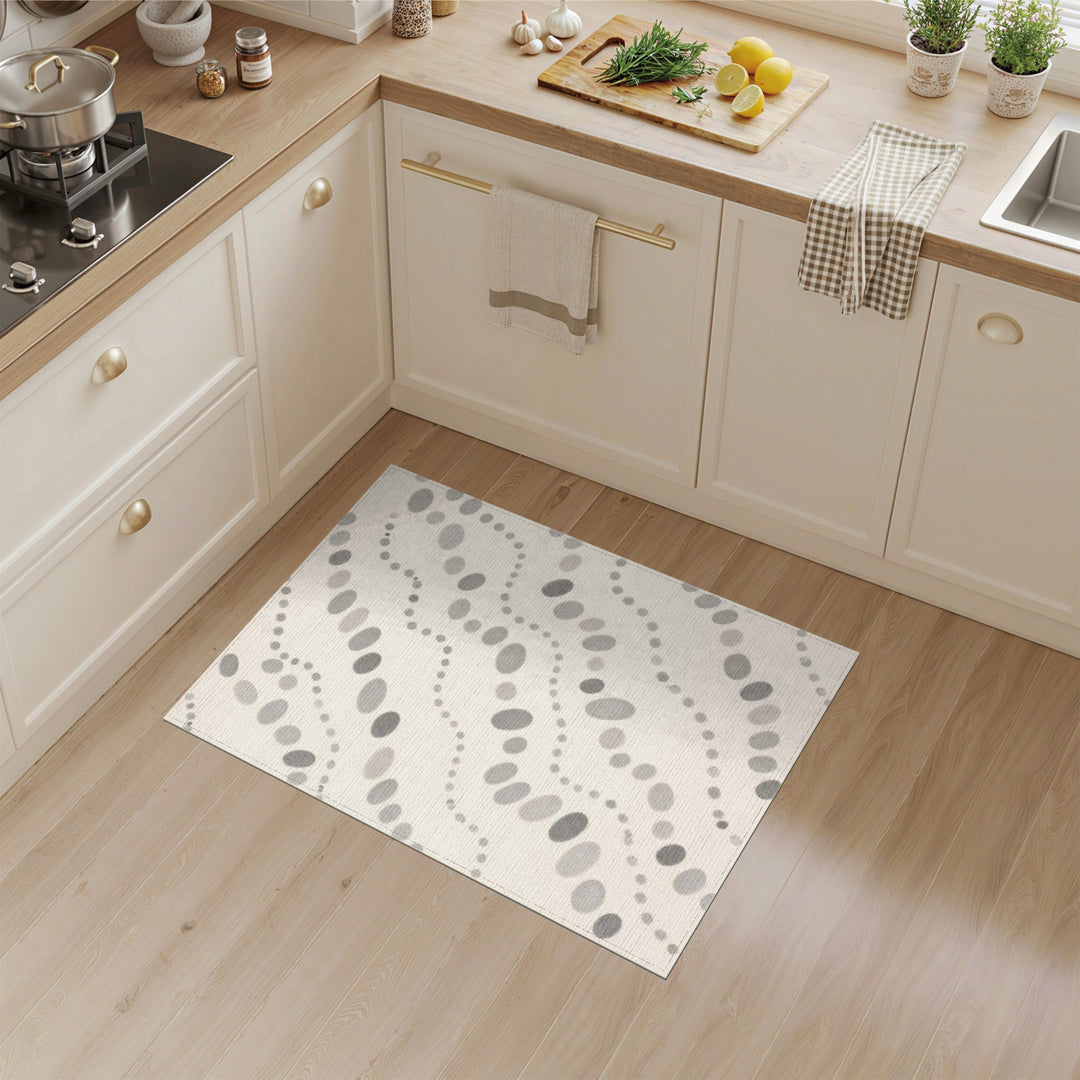 Grey Oval Geometric Area Rug
