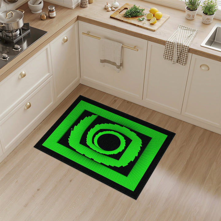 Green Geometric Spiral Area Rug