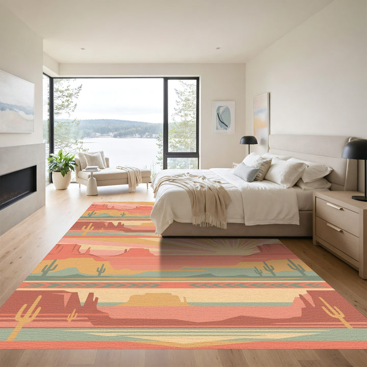 Desert Sunrise Mesa Cactus Stripe Rug