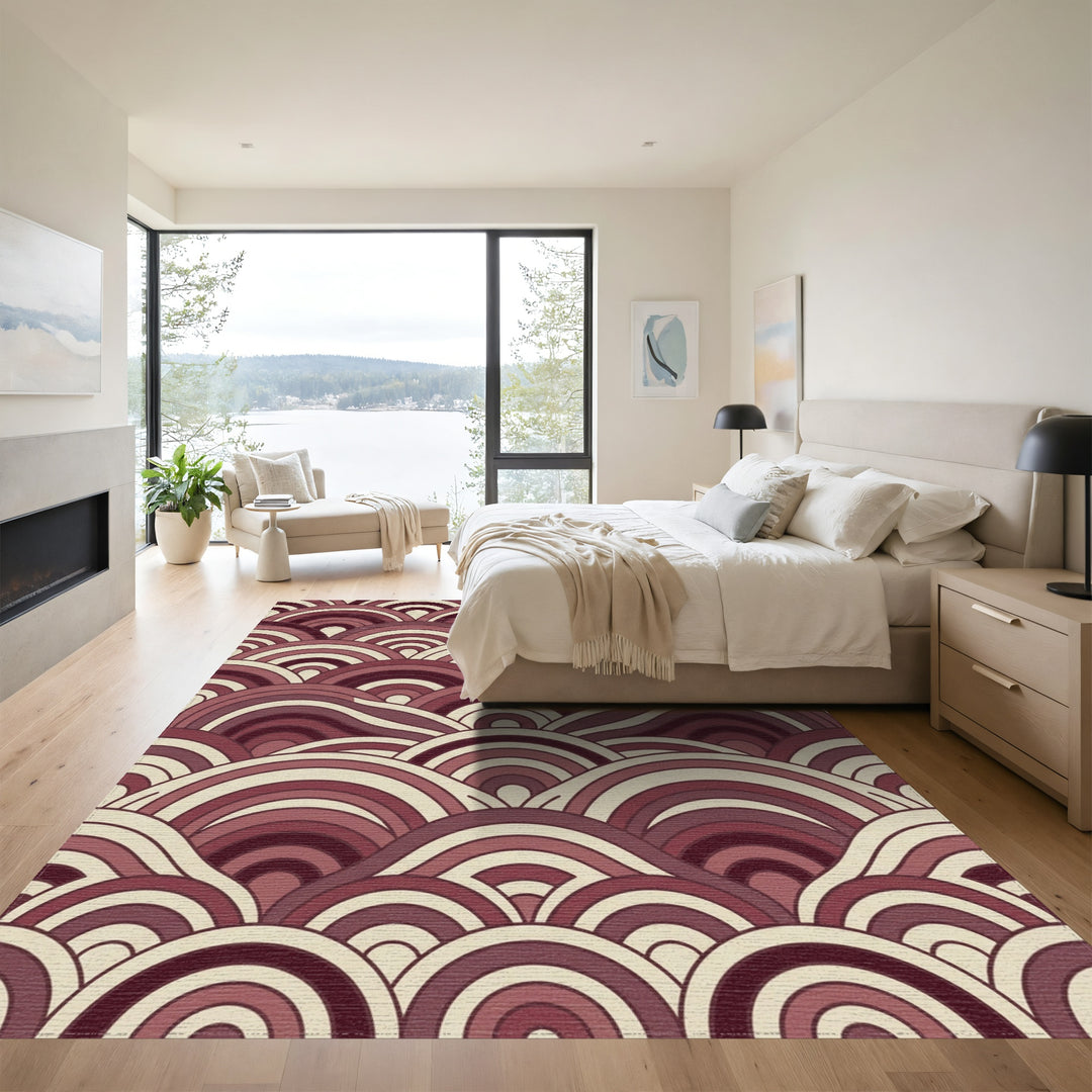 Crimson Wave Scale Arrangement Rug