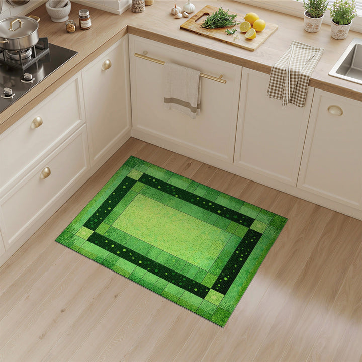 Geometric Modern Green Geometric Mosaic Area Rug