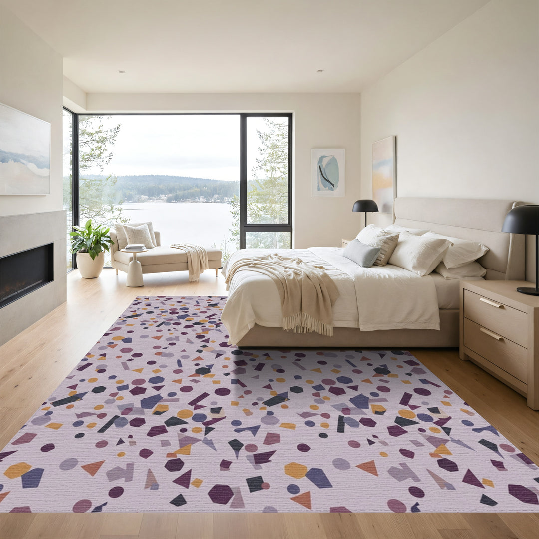 Muted Geometric Shapes Confetti Rug
