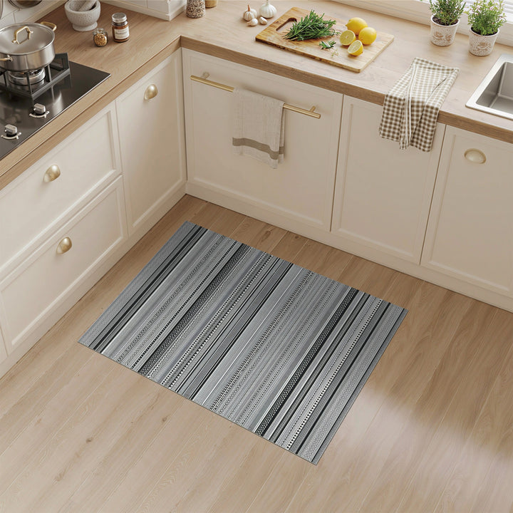 Black and White Black White Striped Tribal Area Rug