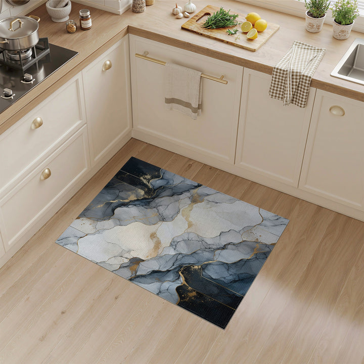 Black and White Abstract Marble Area Rug