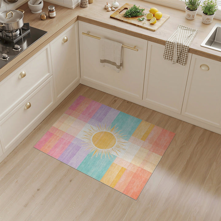 Sunburst Pastel Plaid Area Rug