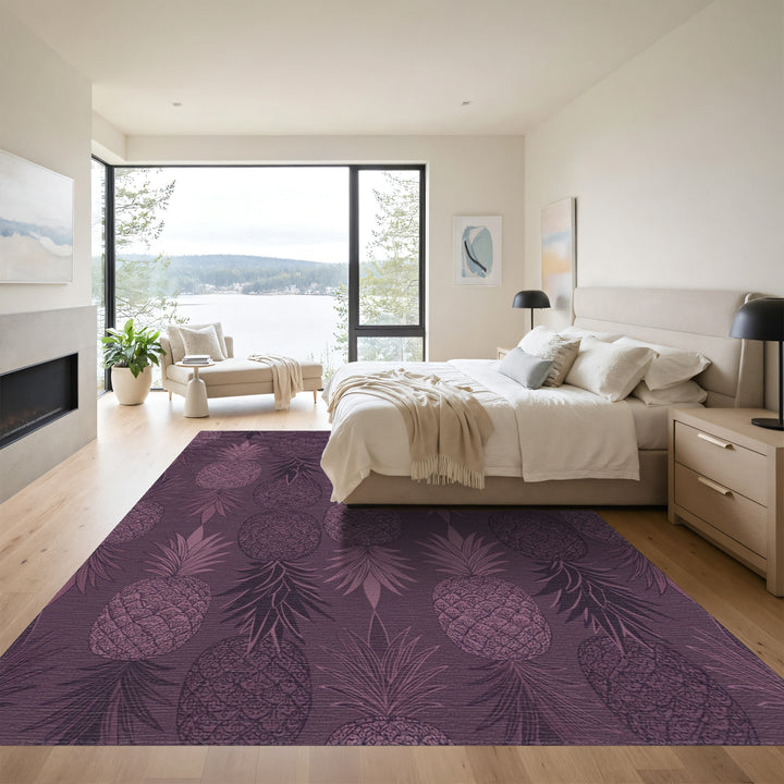 Purple Pineapple Botanical Illustration Rug