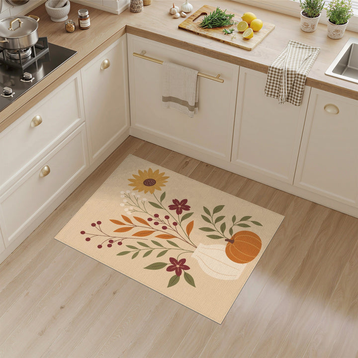 Fall Floral Pumpkin Area Rug