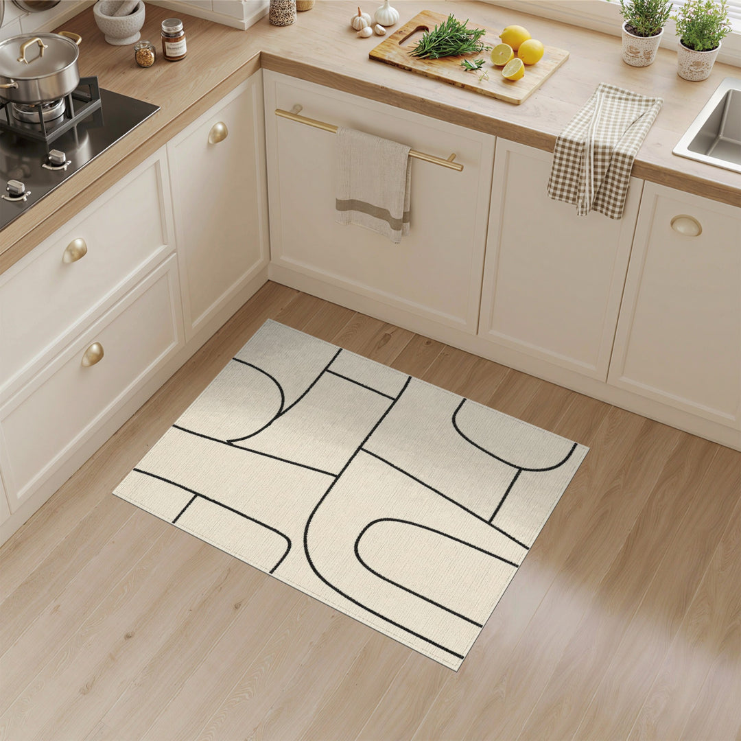 Abstract Geometric Modern Beige Geometric Abstract Area Rug