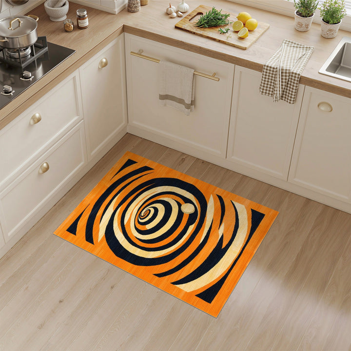 Orange Spiral Vortex Area Rug