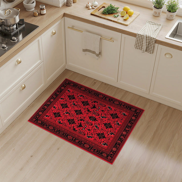 Red Traditional Persian Bold Red Persian Medallion Area Rug