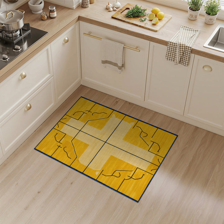 Yellow Geometric Cross Area Rug