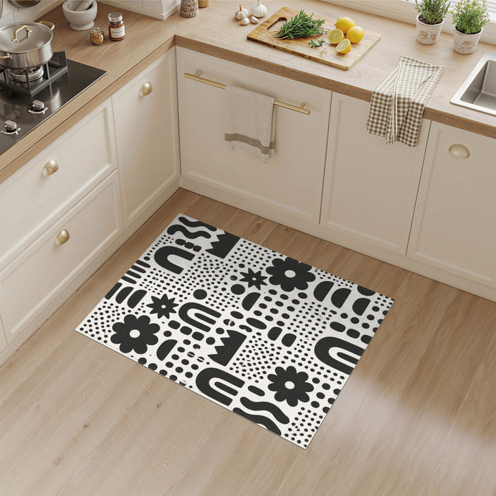 Bold Black White Geometric Area Rug