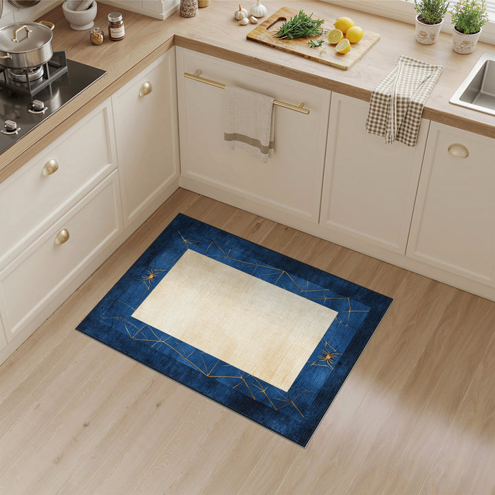 Navy Blue Gold Spider Web Area Rug