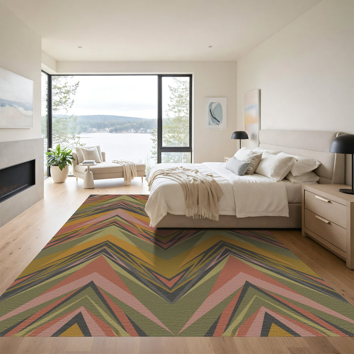 Geometric Chevron Earth Tone Art Rug