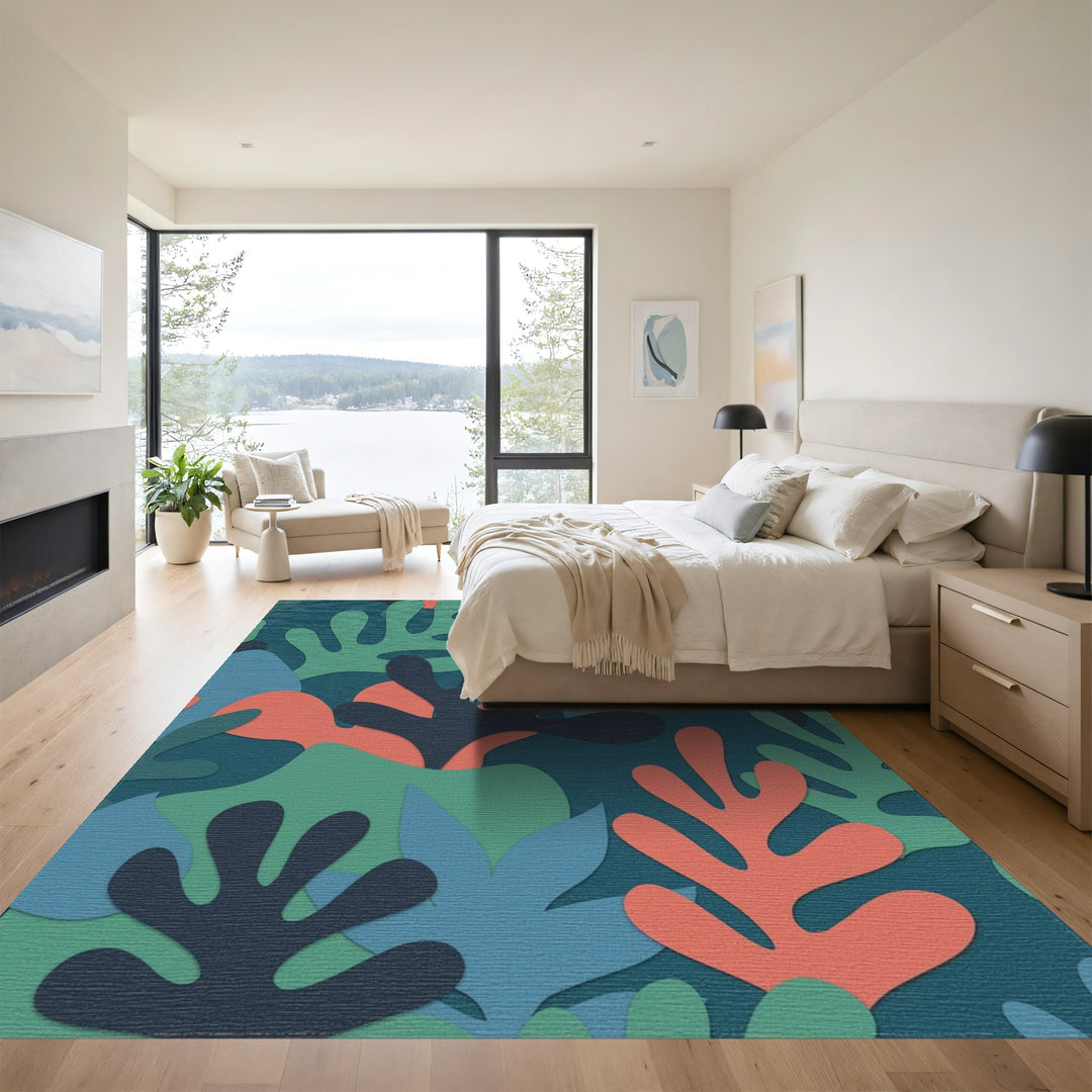 Modern Tropical Leaf Collage Rug