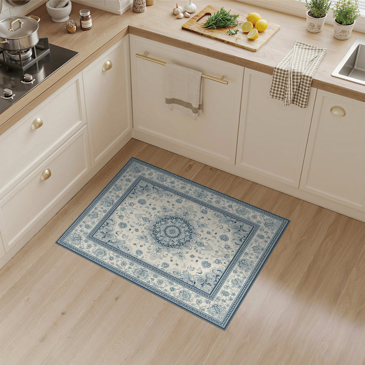 Traditional Persian Blue Floral Persian Medallion Area Rug