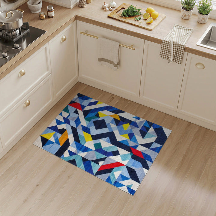 Blue Geometric Modern Area Rug