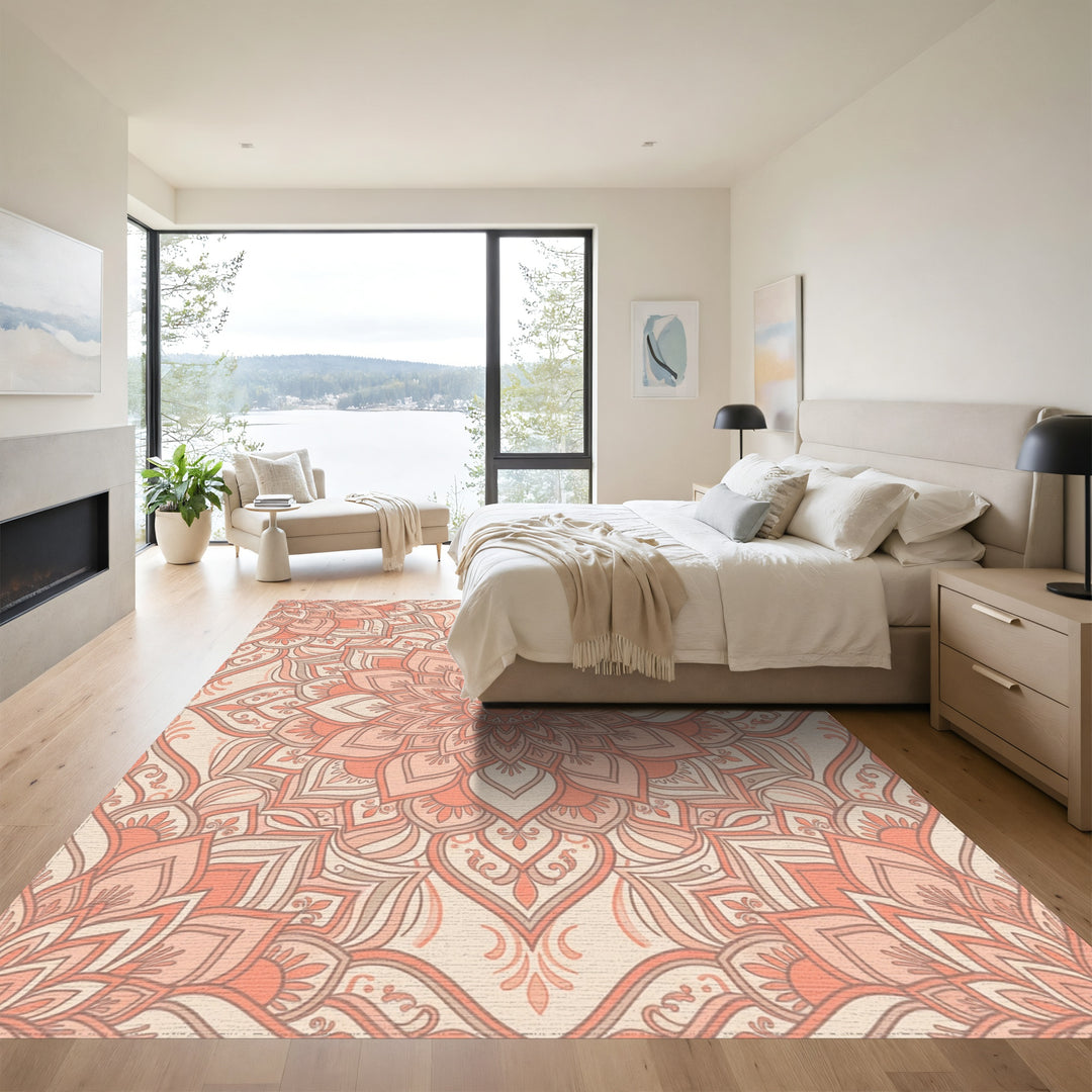Coral Mandala Bloom Rug