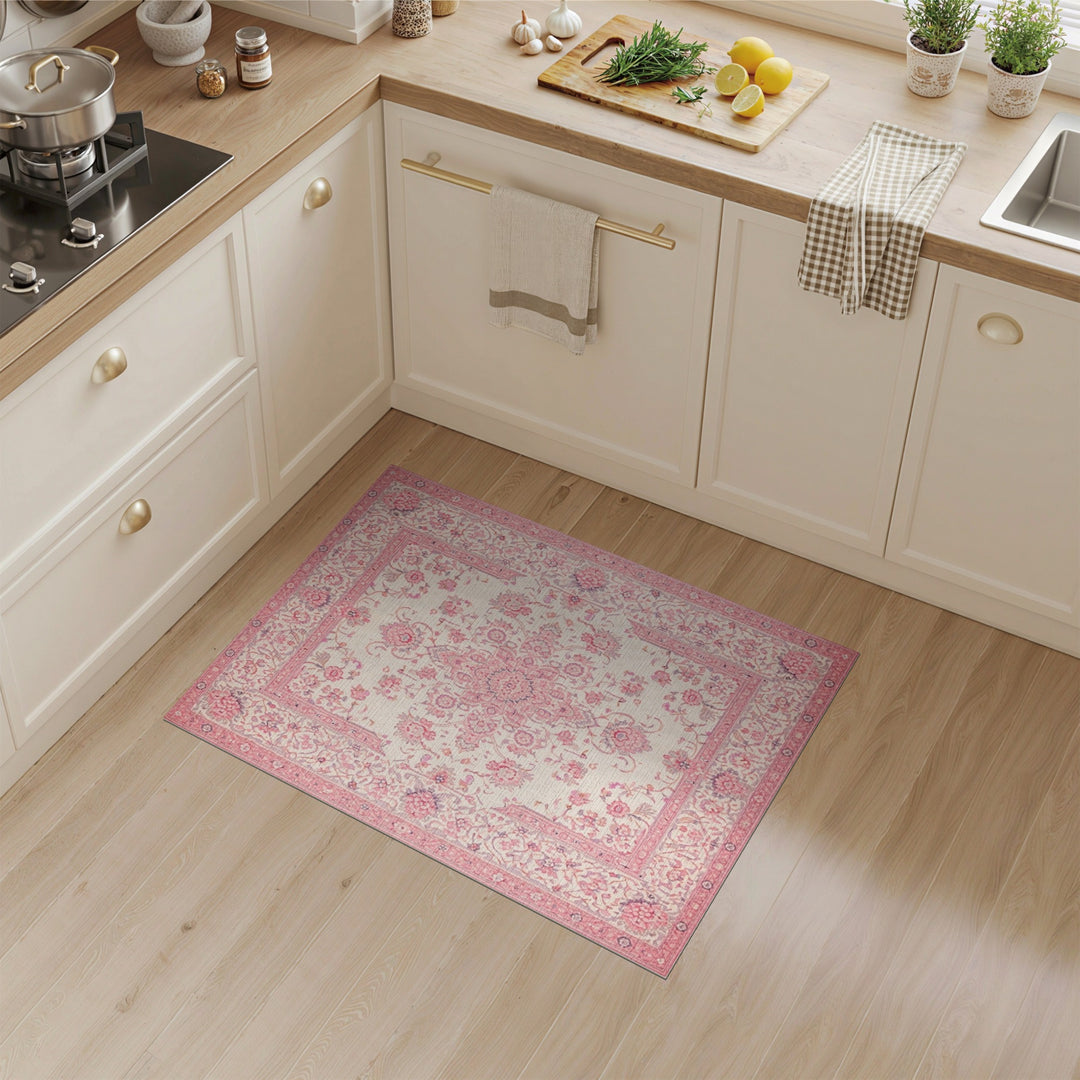 Pink Floral Vintage Area Rug